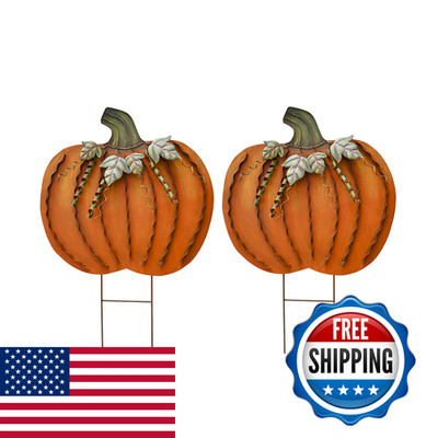 K Kilipes 26 H Metal Pumpkin Yard Stake Outdoor Fall Decor Rustic Pumpkin