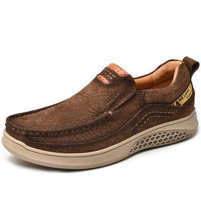 Men Genuine Leather Outdoor Sneakers Walking Casual Flat Handmade Loafers Shoes