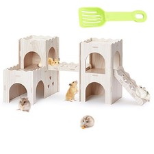 Wooden Dwarf Hamster House, Hamster Tiny House Hideout, Maze House, Large Bal...