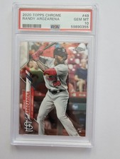 PSA 10 CHROME 2020 ROOKIE CARD RANDY AROZARENA GRADED TOPPS #49 GEM MT RC