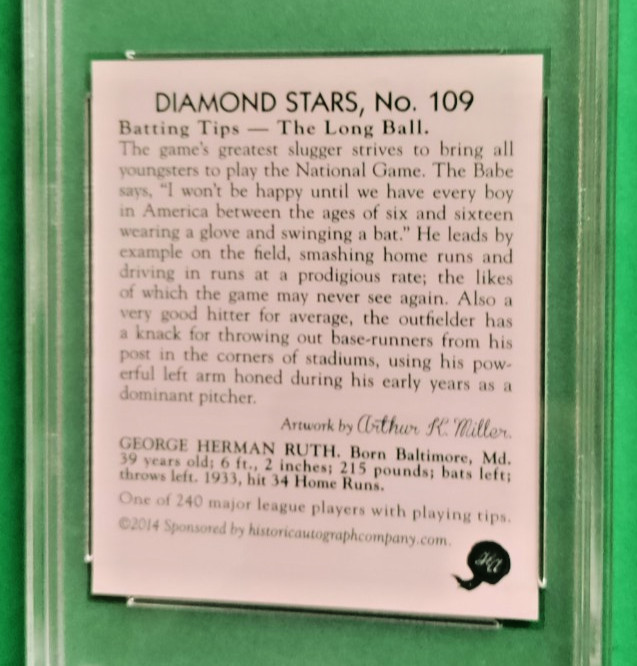 2014 NSCC Promo BABE RUTH Card That Never Was 1934 Diamond Stars 435/500 PSA 💎 view 6