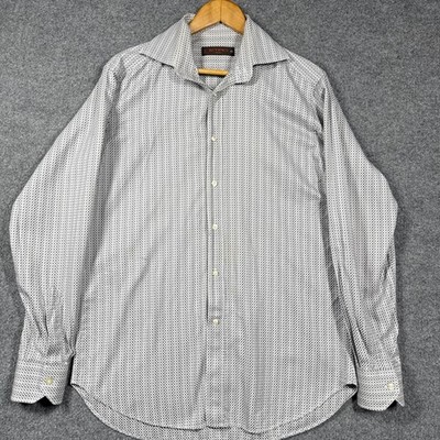 Etro Shirt Mens 40 Longb Sleeve Button Up Milano Geometric Cube Print
