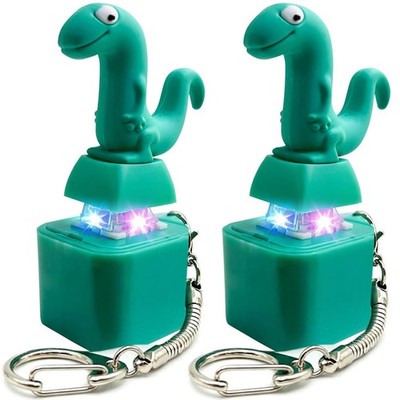 2PCS Lizard Fidget Keychain Toys - Colorful Light & Sound Stress Relief Clickers