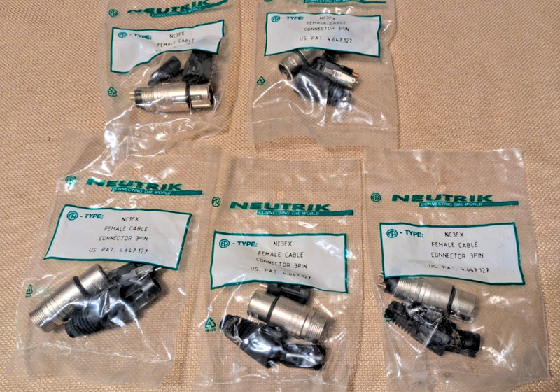NEUTRIK NC 3 FX LOT OF 5 NC3FX  3 PIN FEMALE XLR CONNECTOR   NEW IN PACKAGE
