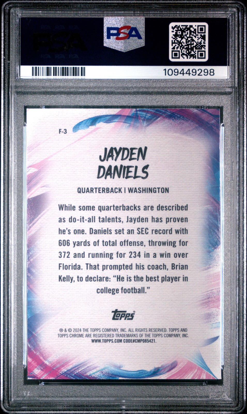 2024 TOPPS CHROME FINESSE #F3 JAYDEN DANIELS ROOKIE RC PSA 9 view 2
