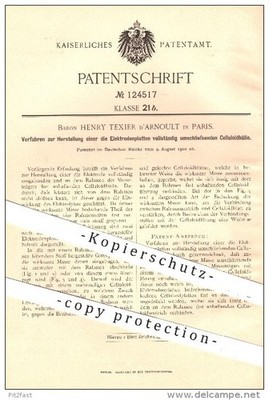 original Patent - Baron Henry Texier d' Arnoult in Paris , 1900 , Herstellung ei