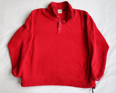 Vintage L.L.Bean Fleece Pullover Red 1/4 Snap Embroidered Logo Outdoor READ