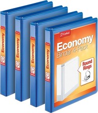 Economy 3 Ring Binder 1 Inch Presentation View Blue Holds 225 Sheets Nonstick