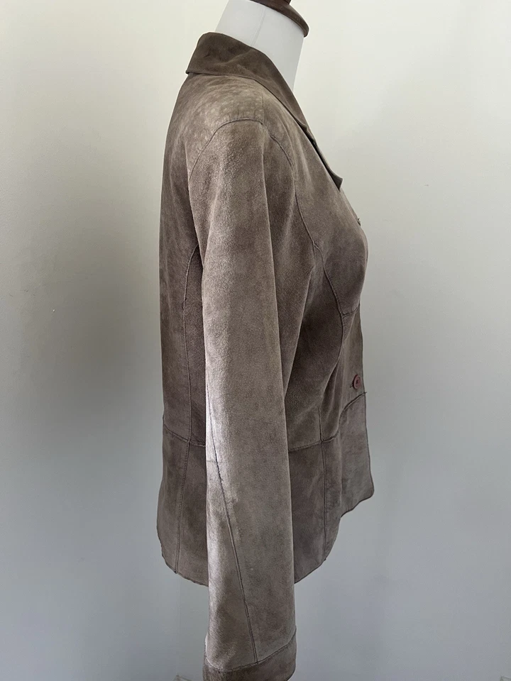 Chaqueta Blazer Brandon Thomas Para Mujer Talla M Beige Gamuza Cuero Foto 3 de 4
