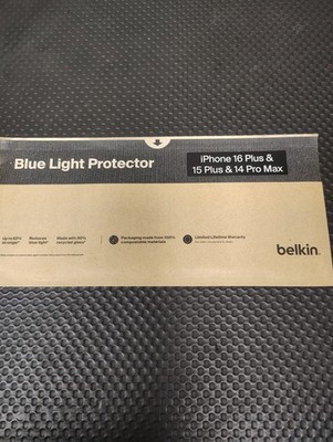 Belkin Blue Light Filter Screen Protector for iPhone 16 Plus/15 Plus/14 Pro