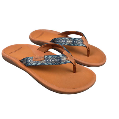 Pendleton Carico Navy Aztec Pattern Lake Flip Flop Sandals Leather Men's Size 13