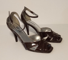 NEW WOMEN'S SIZE 7 M CLASSIQUE BROWN OPEN TOE STRAPPY STILETTOS HIGH HEEL PUMPS