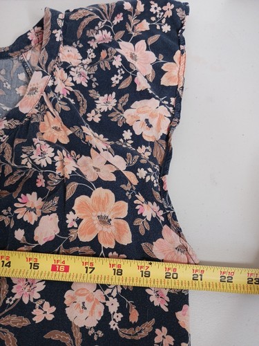 Navy & Peach Floral Old Navy Damen Kleid XL V-Ausschnitt Taschen Flatterärmel Fai - Bild 8 von 12