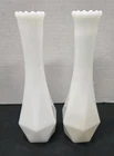 Vintage 8.5 Inch Milk Glass Bud Vase Scalloped Rim Set of 2