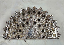 Vintage Art Deco Silver Metal Peacock Napkin or Letter Holder Made In Italy