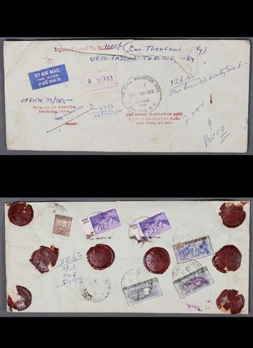 MayfairStamps India 1975 Registered wax Seals to New York NY Air Mail Cover aax_