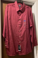 Arrow Classic-Fit Dress Shirt Sateen No-Iron Cranberry Size 17.5 32/33 NWT