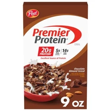 Post Premier Protein Chocolate Almond Cereal Chocolatey Protein Cereal Flakes...
