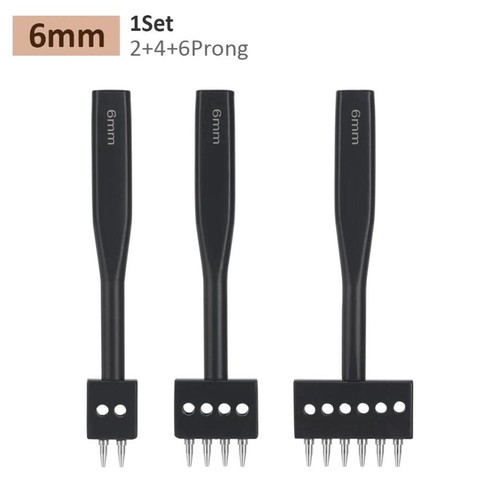 3Pcs Leather Holes Punch Set Round Chisel 2/4/6 Prong Stitching Craft Tool 4-6mm - Picture 10 of 10