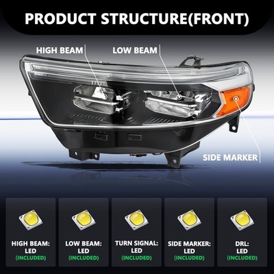 For 2020 - 2024 Ford Explorer XLT Limited Full LED DRL Driver Side Headlight LH