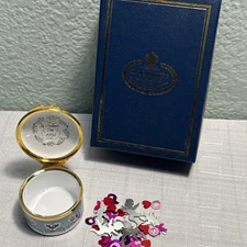 Vintage Halcyon Days Trinket Box LOVE Floral Hearts Valentine 1992 Original Box