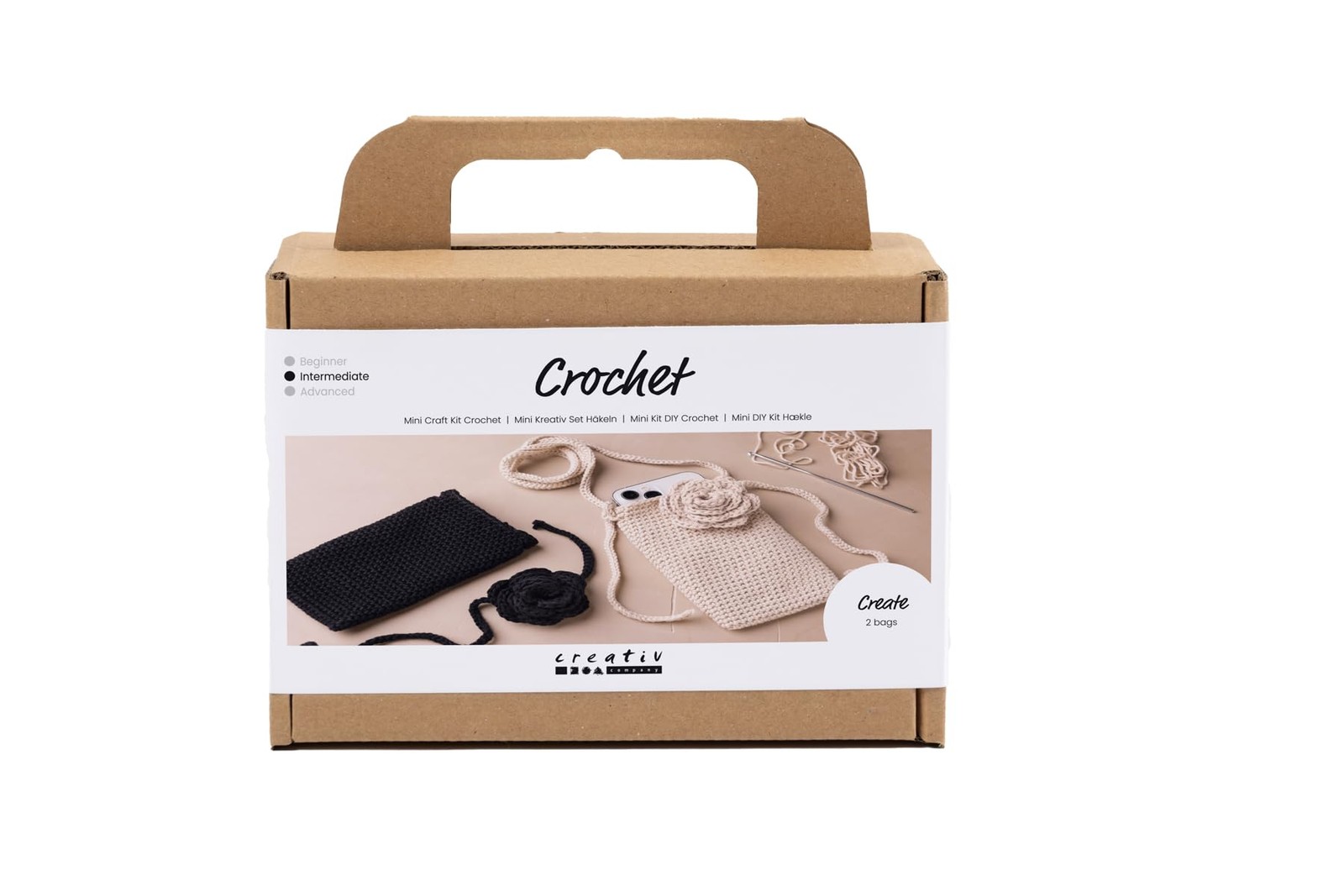 Creativ Company Mini Craft Kits Crochet Bag with Rose - Create Beautiful Mobile