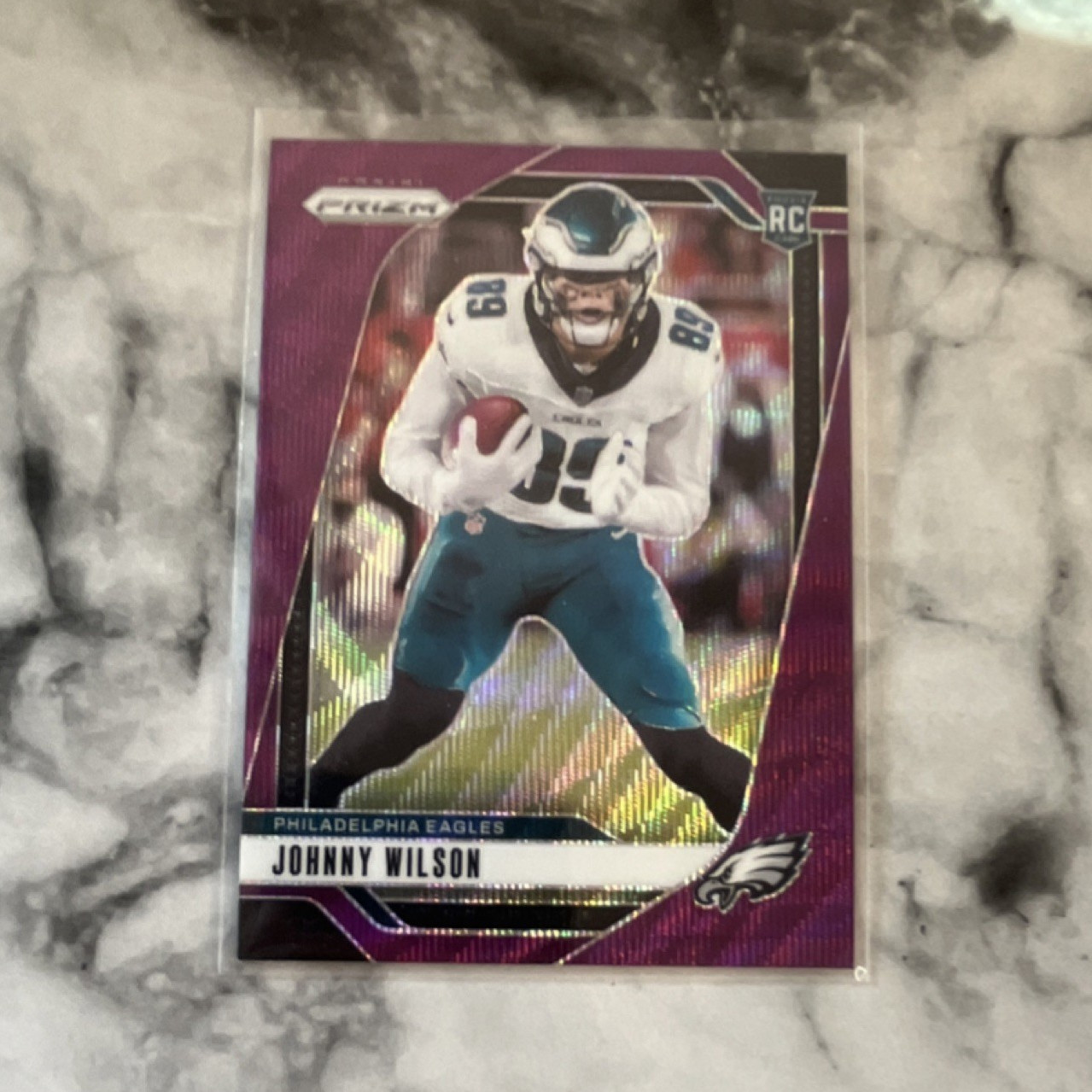 Panini Prizm 2024 Johnny Wilson Purple Wave Prizm Rookie /99 Eagles #355