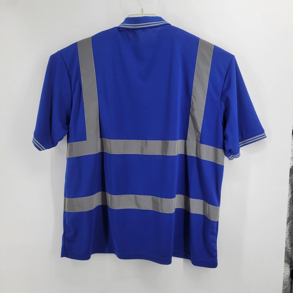 Рабочая рубашка 3X высокая видимость светоотражающая безопасность мужская синяя - Изображение 4 из 4