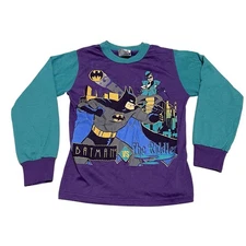 Vintage Purple Green 90s BATMAN Vs Riddler Youth 10 Long Sleeve PCA Apparel USA