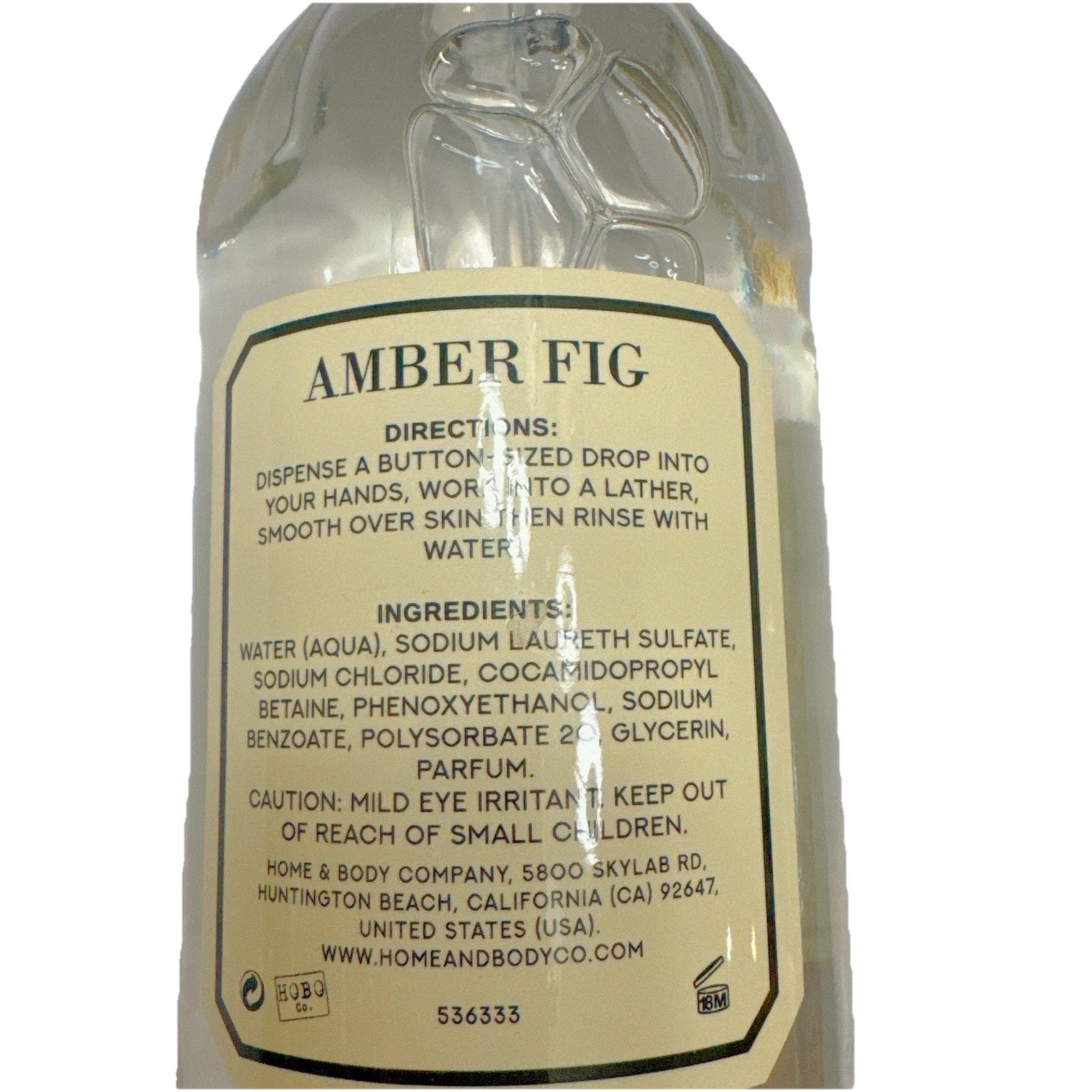 NEW Home Aesthetics AMBER FIG Hand Soap - Glass bottle - 16 Oz 473ml