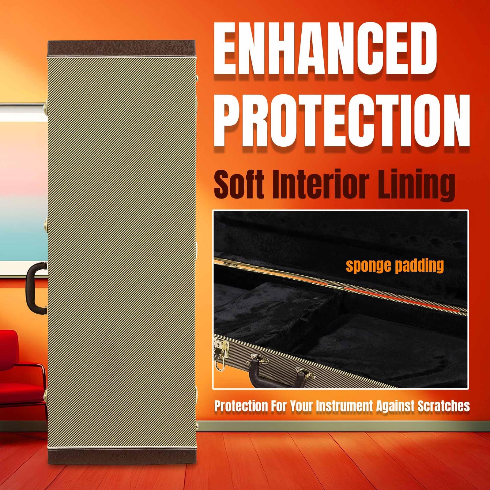 Gearlux Electric Guitar Hard Case for Fender Stratocaster/Telecaster and Stan...