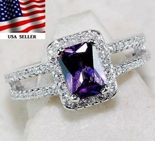 2CT Amethyst  Topaz 925 Solid Sterling Silver Ring Sz 6 UB4-5