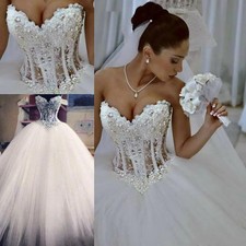 Ball Gown Wedding Dresses See Through Floor Length Princess Bridal Gowns Beaded