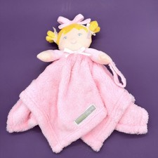 Blankets and Beyond Blonde Doll Pink Lovey Security Blanket Pacifier Holder