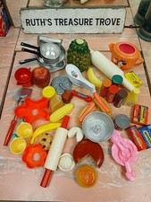 Vintage Mixed Lot 55 pcs Kids Pretend Play Food Kitchen Cooking Toys Accessories