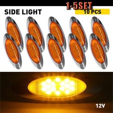 Truck Trailer Side Marker Clearance Lights Wchrome Bezel 6.5amber Led 10-50x
