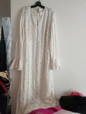 H M lace-detail maxi dress lace jersey founced cuffs Slits cream NO L AVAILABLE 
