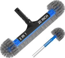 20'' 2 in 1 Pool Brush Head Cobweb Duster Heavy Duty Pool Cleaning Detachable...