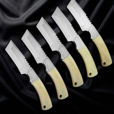 5 PCS Handmade Steel Custom Bone Hunting Skinner Knife W/Sheath B2