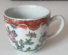 Antique China Painted 18th Century Porcelain Tea Cup 6cm Good Condition Family Pink