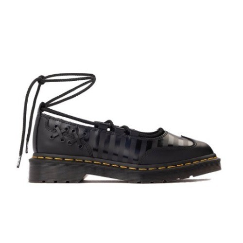 Dr. Martens x Wednesday Elphie II Mary Jane Ballet Flat Black Leather Goth NEW