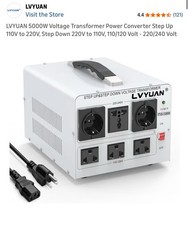 LVYUAN 5000W Voltage Transformer Power Converter Step Up 110V to 220V, Step Down