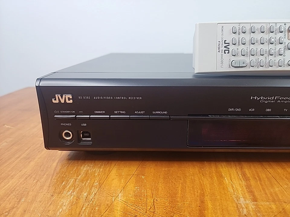 JVC RX-D202B Digital Amplifier A/V Hybrid Receiver w Remote Bundle Tested Works - Image 2 of 4