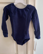 Navy Blue Body Wrappers Long Sleeve Dance Leotard BWC126 Child Small 4-6