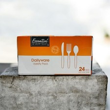 Plastic Silverware, Disposable Cutlery FORKS SPOONS KNIVES, 24ct Variety PACK