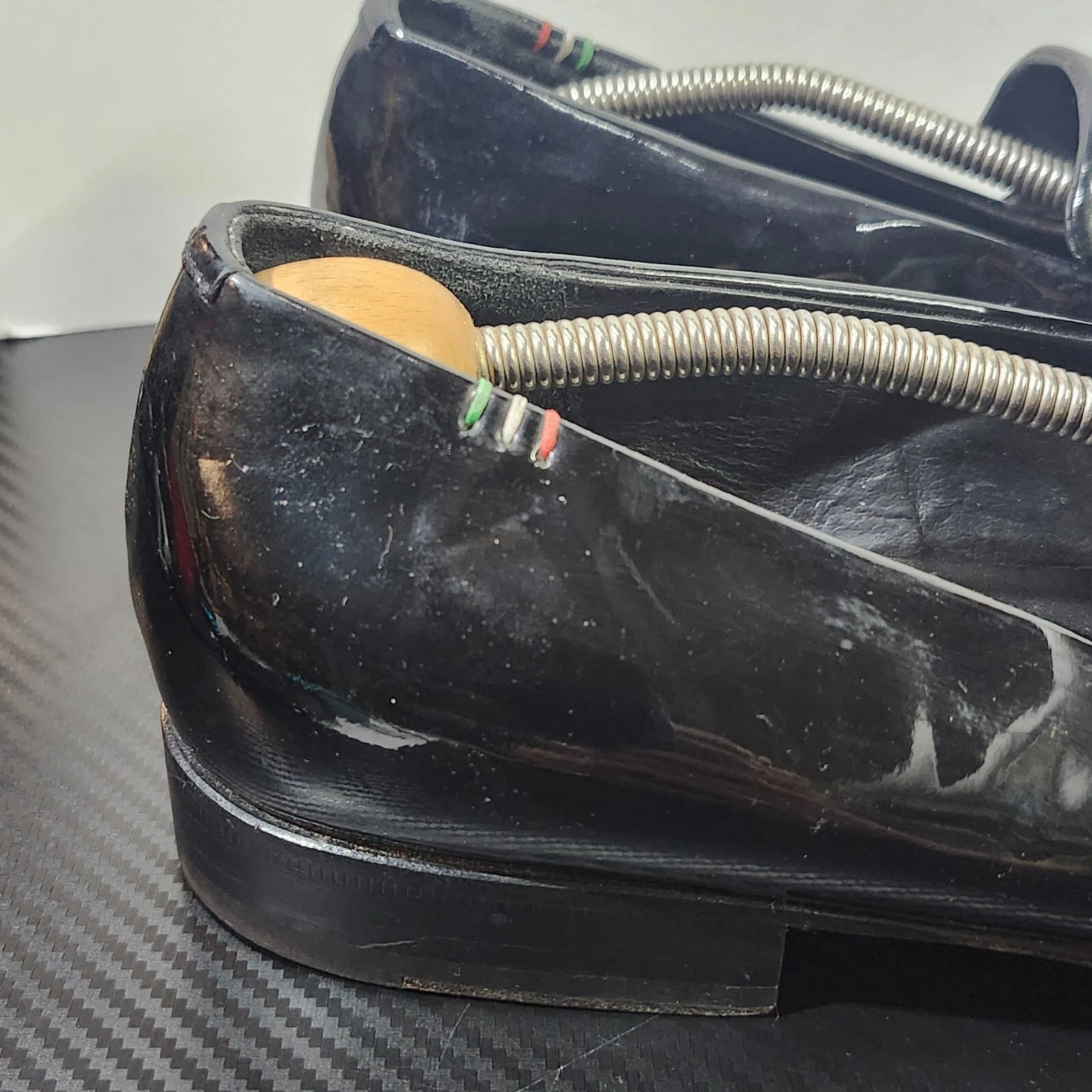Mocassini slip on vintage Moschino in pelle verniciata nera taglia EU45