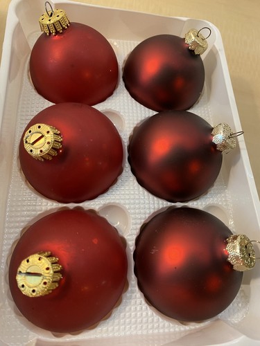 Krebs Rauch Glass Christmas Ornaments Vintage Red Velvet Crowns - Picture 2 of 12