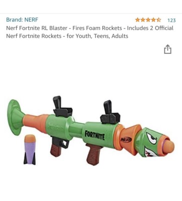 NERF Fortnite RL Blaster Foam Dart Rocket Launcher Gun Green