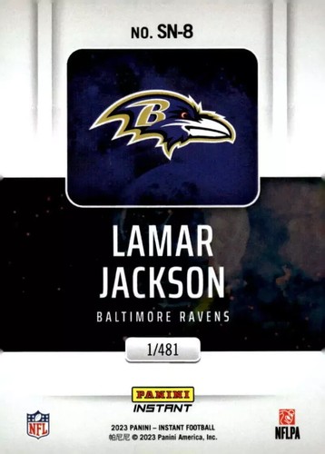 2023 Panini Instant NFL Supernova Lamar Jackson Galaxy Black Prizm Holo SP 1/481 - Picture 2 of 2