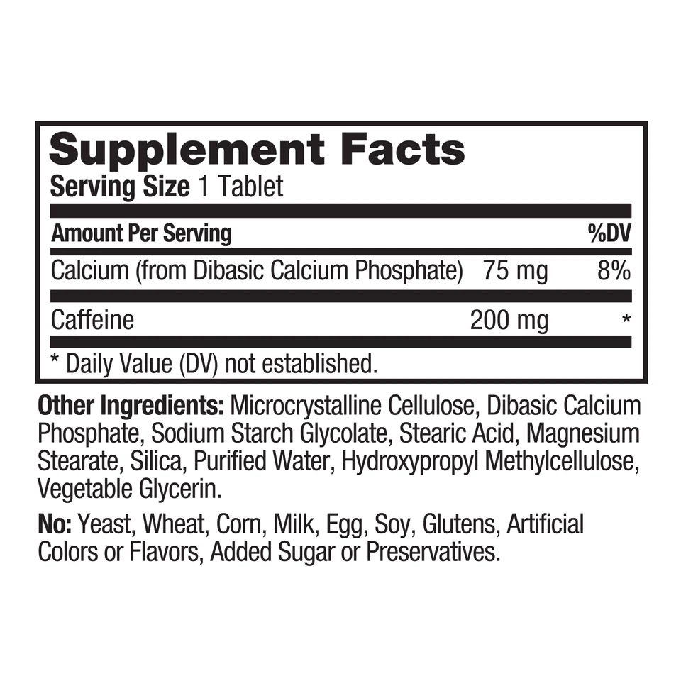 Prolab Caffeine Tablets 200mg 100ct. | Energy Support, Helps Enhance Endurance  - Image 4 of 4